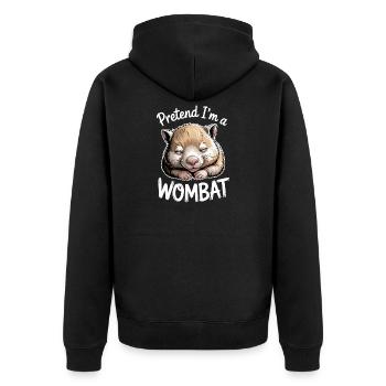Wombat Sayings Wombat Funny Wombat Gift - Unisex Premium Organic Zip Hoodie - black - Back - Nico (187cm)