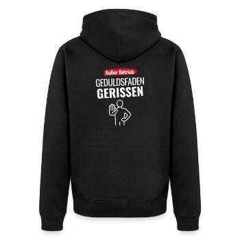 Außer Betrieb Geduldsfaden Gerissen - Unisex Premium Bio Zip Hoodie - Schwarz - Hinten - Nico (187cm)