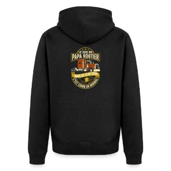 Papa Routier Camionneur Cadeau Humour - Veste à capuche bio Premium Unisexe - noir - Dos - Nico (187cm)