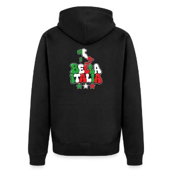 Bella Italia Pop Art – Farbenpracht - Unisex Premium Bio Zip Hoodie - Schwarz - Hinten - Nico (187cm)