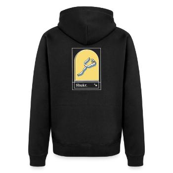 Shukr Arc Wave Logo Design - Unisex Premium Organic Zip Hoodie - black - Back - Nico (187cm)