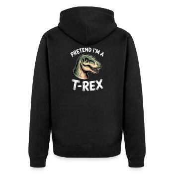 T-Rex Sprüche Dinosaurier Tyrannosaurus Geschenk - Unisex Premium Bio Zip Hoodie - Schwarz - Hinten - Nico (187cm)