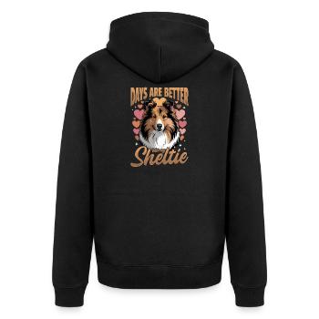 Shetland Sheepdog Sheltie Dog Breed - Unisex Premium Organic Zip Hoodie - black - Back - Nico (187cm)