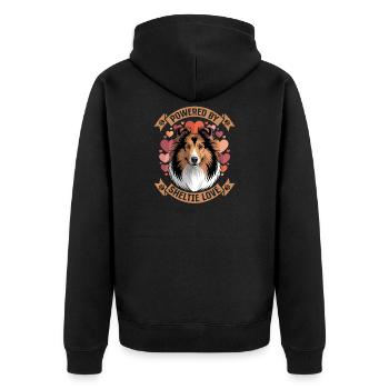 Shetland Sheepdog Sheltie Dog Breed - Unisex Premium Organic Zip Hoodie - black - Back - Nico (187cm)