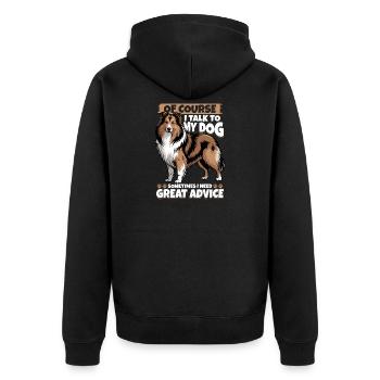 Shetland Sheepdog Sheltie Dog Breed - Unisex Premium Organic Zip Hoodie - black - Back - Nico (187cm)
