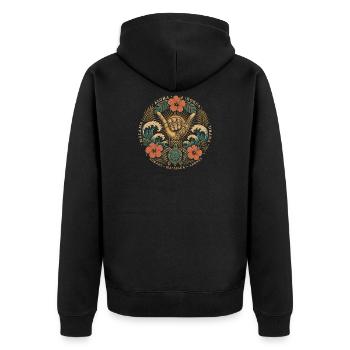 Aloha Shaka Values - Unisex Premium Organic Zip Hoodie - black - Back - Nico (187cm)