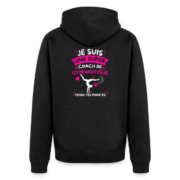 Super Coach Gymnastique Tends Tes Pointes - Veste à capuche bio Premium Unisexe - noir - Dos - Nico (187cm)