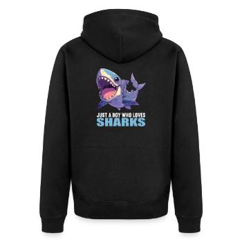Haie Hai - Unisex Premium Bio Zip Hoodie - Schwarz - Hinten - Nico (187cm)
