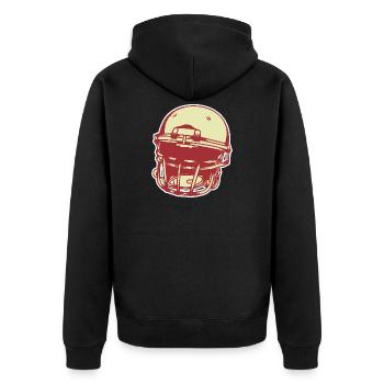 American Football Helm - Unisex Premium Bio Zip Hoodie - Schwarz - Hinten - Nico (187cm)