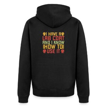 Blouse de laboratoire en sciences forensiques que je sais l’utiliser - Veste à capuche bio Premium Unisexe - noir - Dos - Nico (187cm)