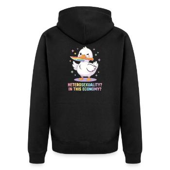 Pride Month LGBTQ – Heterosexualität in diesem Econom - Unisex Premium Bio Zip Hoodie - Schwarz - Hinten - Nico (187cm)