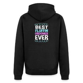 Hundefriseur - Unisex Premium Bio Zip Hoodie - Schwarz - Hinten - Nico (187cm)