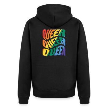 -2026-_LGBTQ_Queer_Queer_Queer_4 - Unisex Premium Bio Zip Hoodie - Schwarz - Hinten - Nico (187cm)