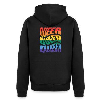 -2026-_LGBTQ_Queer_Queer_Queer_2 - Unisex Premium Bio Zip Hoodie - Schwarz - Hinten - Nico (187cm)