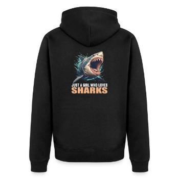 Sharks Shark - Unisex Premium Organic Zip Hoodie - black - Back - Nico (187cm)