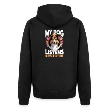 Shetland Sheepdog Sheltie Dog Breed - Unisex Premium Organic Zip Hoodie - black - Back - Nico (187cm)