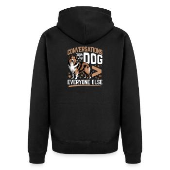 Shetland Sheepdog Sheltie Dog Breed - Unisex Premium Organic Zip Hoodie - black - Back - Nico (187cm)