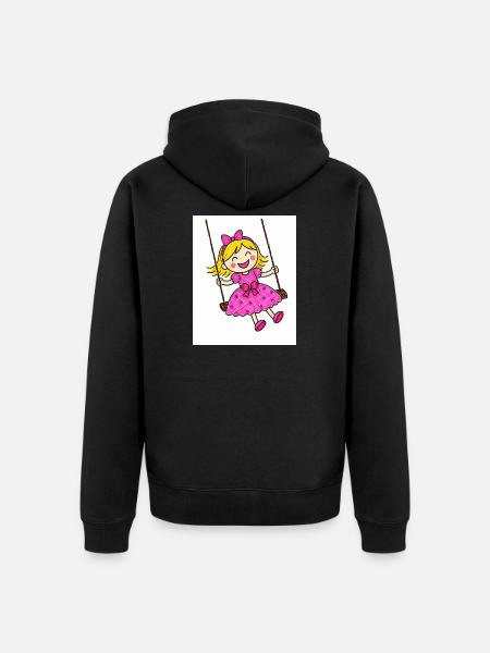 Fröhliches Mädchen sitzt auf der Schaukel - Unisex Premium Bio Zip Hoodie - Schwarz