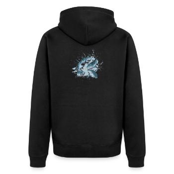 Haie  - Unisex Premium Bio Zip Hoodie - Schwarz - Hinten - Nico (187cm)