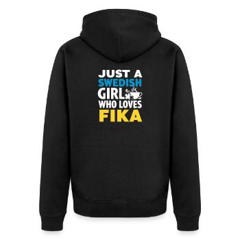 Just A Swedish Girl Who Love Fika - Sweden Pride - Veste à capuche bio Premium Unisexe - noir - Dos - Nico (187cm)