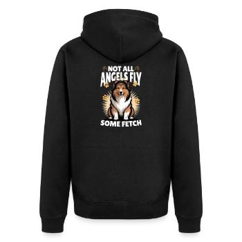 Shetland Sheepdog Sheltie Dog Breed - Unisex Premium Organic Zip Hoodie - black - Back - Nico (187cm)