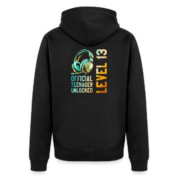 13e anniversaire Garçon Fille Adolescent Niveau 2013 - Veste à capuche bio Premium Unisexe - noir - Dos - Nico (187cm)