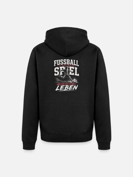 Fußball ist mein Leben Motiv - Unisex Premium Bio Zip Hoodie - Schwarz