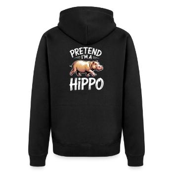 Hippopotamus Sayings Hippopotamus Joke Hippopotamus Gift - Unisex Premium Organic Zip Hoodie - black - Back - Nico (187cm)
