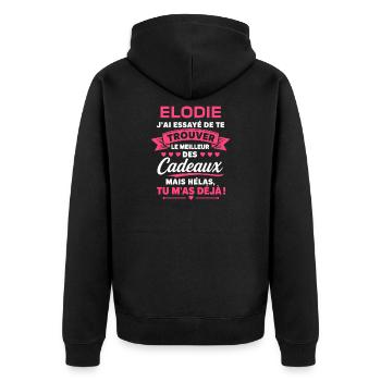 Elodie: Cadeaux Déjà Trouvés - Veste à capuche bio Premium Unisexe - noir - Dos - Nico (187cm)