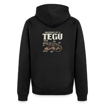 Die Anatomie eines Tegus - Unisex Premium Bio Zip Hoodie - Schwarz - Hinten - Nico (187cm)