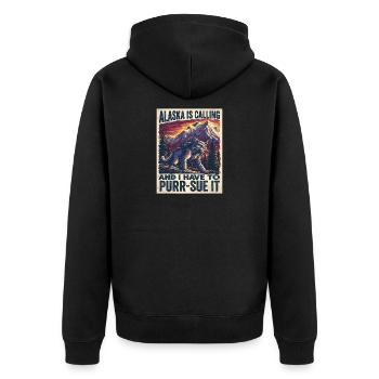 L’Alaska appelle le jeu de mots de fêtes des chats - Veste à capuche bio Premium Unisexe - noir - Dos - Nico (187cm)