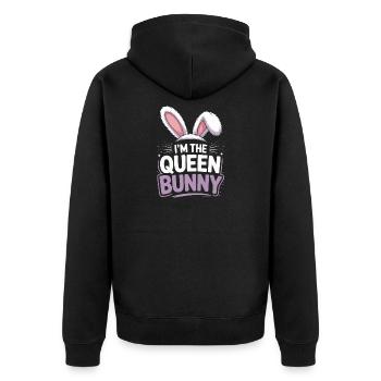 Königin der Bunny Hasen - Unisex Premium Bio Zip Hoodie - Schwarz - Hinten - Nico (187cm)