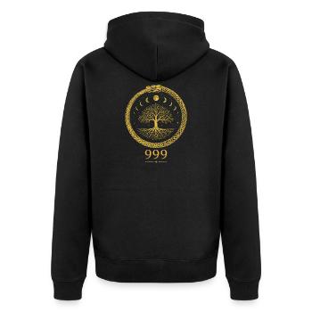 999 Ouroboros-Baum - Unisex Premium Bio Zip Hoodie - Schwarz - Hinten - Nico (187cm)