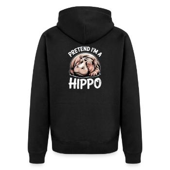 Hippopotamus Sayings Hippopotamus Joke Hippopotamus Gift - Unisex Premium Organic Zip Hoodie - black - Back - Nico (187cm)