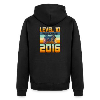 10. Geburtstag Junge Mädchen 2016 Gaming Level 10 - Unisex Premium Bio Zip Hoodie - Schwarz - Hinten - Nico (187cm)