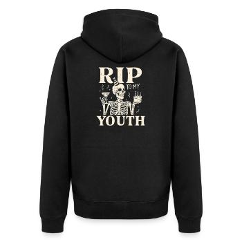 Funny RIP To My Youth Birthday Skeleton - Unisex Premium Organic Zip Hoodie - black - Back - Nico (187cm)