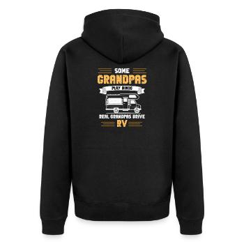Real Grandpas Drive RV - Unisex Premium Bio Zip Hoodie - Schwarz - Hinten - Nico (187cm)