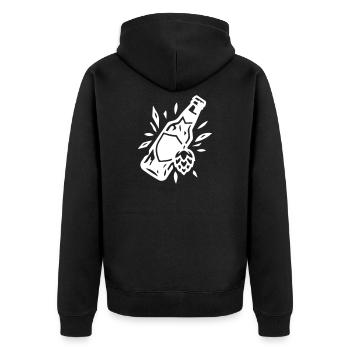 Bierflasche Bier Hopfen - Unisex Premium Bio Zip Hoodie - Schwarz - Hinten - Nico (187cm)