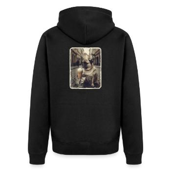 Winnie boit café latte - Veste à capuche bio Premium Unisexe - noir - Dos - Nico (187cm)