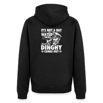 Beiboot kommt raus und fährt mit Humor im Seeleben - Unisex Premium Bio Zip Hoodie - Schwarz - Hinten - Nico (187cm)