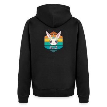 Licorne pastel et couronne florale - Veste à capuche bio Premium Unisexe - noir - Dos - Nico (187cm)