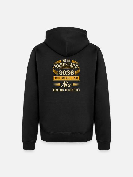 Rente 2026 - Unisex Premium Bio Zip Hoodie - Schwarz