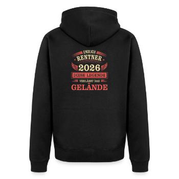 Rente 2026 - Unisex Premium Bio Zip Hoodie - Schwarz - Hinten - Nico (187cm)