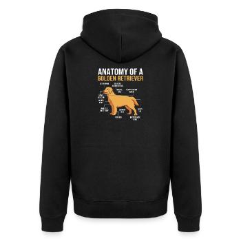 Golden Retriever Goldie Hund Hunde Geschenk - Unisex Premium Bio Zip Hoodie - Schwarz - Hinten - Nico (187cm)