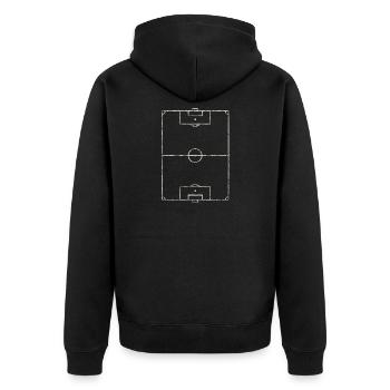 Minimales Football-Spielfeld-Linienbild - Unisex Premium Bio Zip Hoodie - Schwarz - Hinten - Nico (187cm)