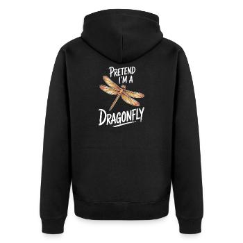 Libellen Sprüche Libelle Lustig Libellen Geschenk  - Unisex Premium Bio Zip Hoodie - Schwarz - Hinten - Nico (187cm)