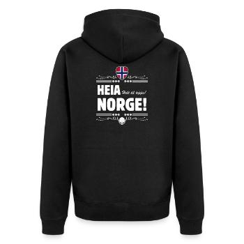 HEIA NORGE! Helt til topps! - Unisex Premium Organic Zip Hoodie - black - Back - Nico (187cm)