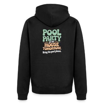 Poolparty Bring The Pool Sommer Pool Party Spruch - Unisex Premium Bio Zip Hoodie - Schwarz - Hinten - Nico (187cm)