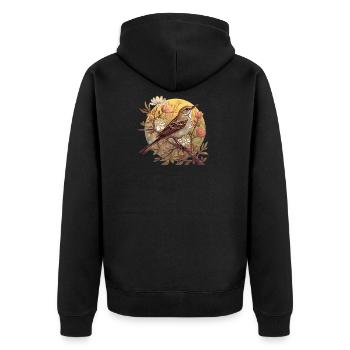 Spottdrosseln Spottdrossel - Unisex Premium Bio Zip Hoodie - Schwarz - Hinten - Nico (187cm)