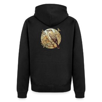 Spottdrosseln Spottdrossel - Unisex Premium Bio Zip Hoodie - Schwarz - Hinten - Nico (187cm)